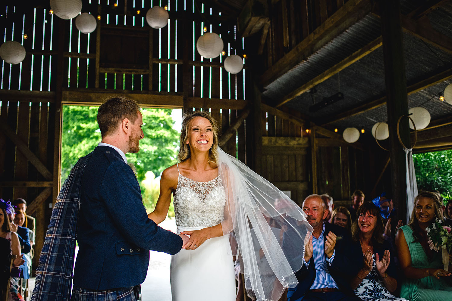 bride and groom during wedding ceremony at nancarrow farm