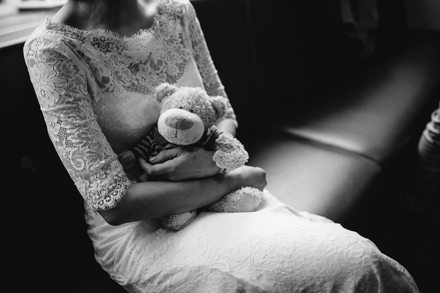 Bride and her teddy bear